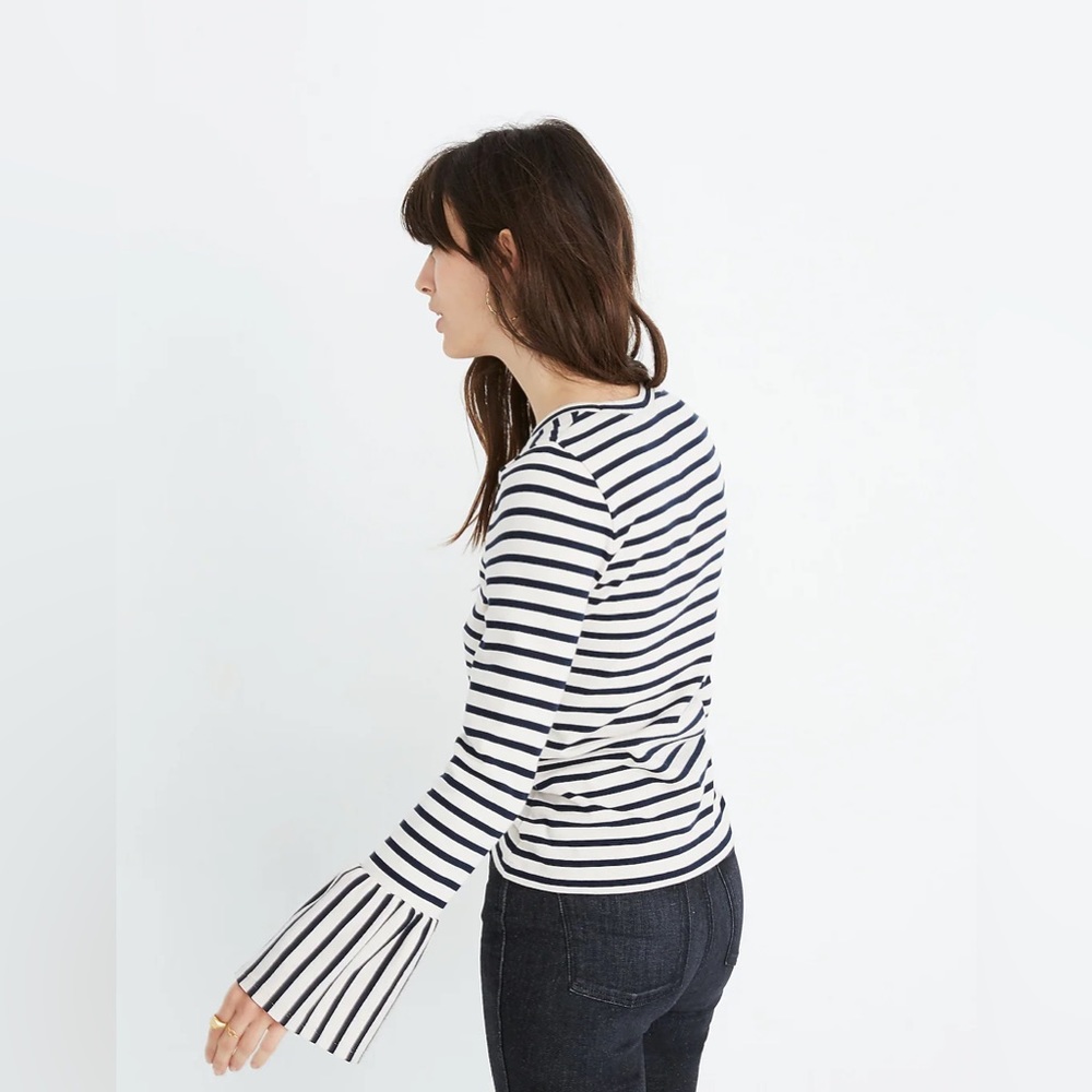 MADEWELL Stripe-Play Ruffle-Cuff Top - Picture 3 of 5